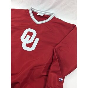 Champion Oklahoma Sooners Football Jacket Mens  Large Red Windbreaker‎ Pullover